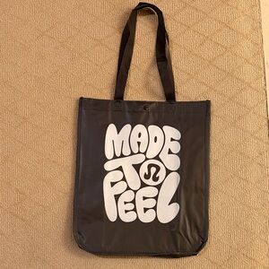 NEW😊LULULEMON ATHLETICA Black Tote with White Graphic "Made to Feel"